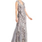 Alex Evenings Women's Sequin Floral Fit & Flare Gown Gray Size 16