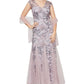 Alex Evenings Women's Sequin Embroidered Trumpet Gown Purple Size 14