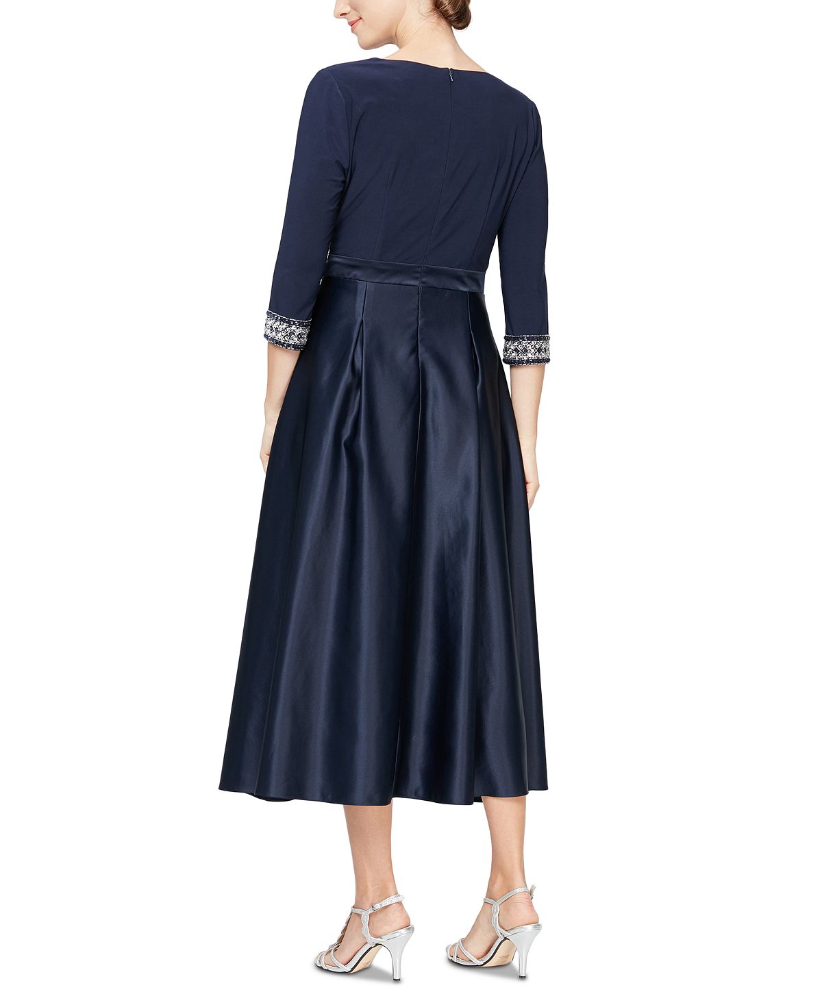 Alex Evenings Women's Surplice Neck Tea Length Dress Blue Size 8