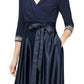 Alex Evenings Women's Surplice Neck Tea Length Dress Blue Size 8