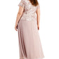 Alex Evenings Women's Mixed Media Gown Pink Size 16W