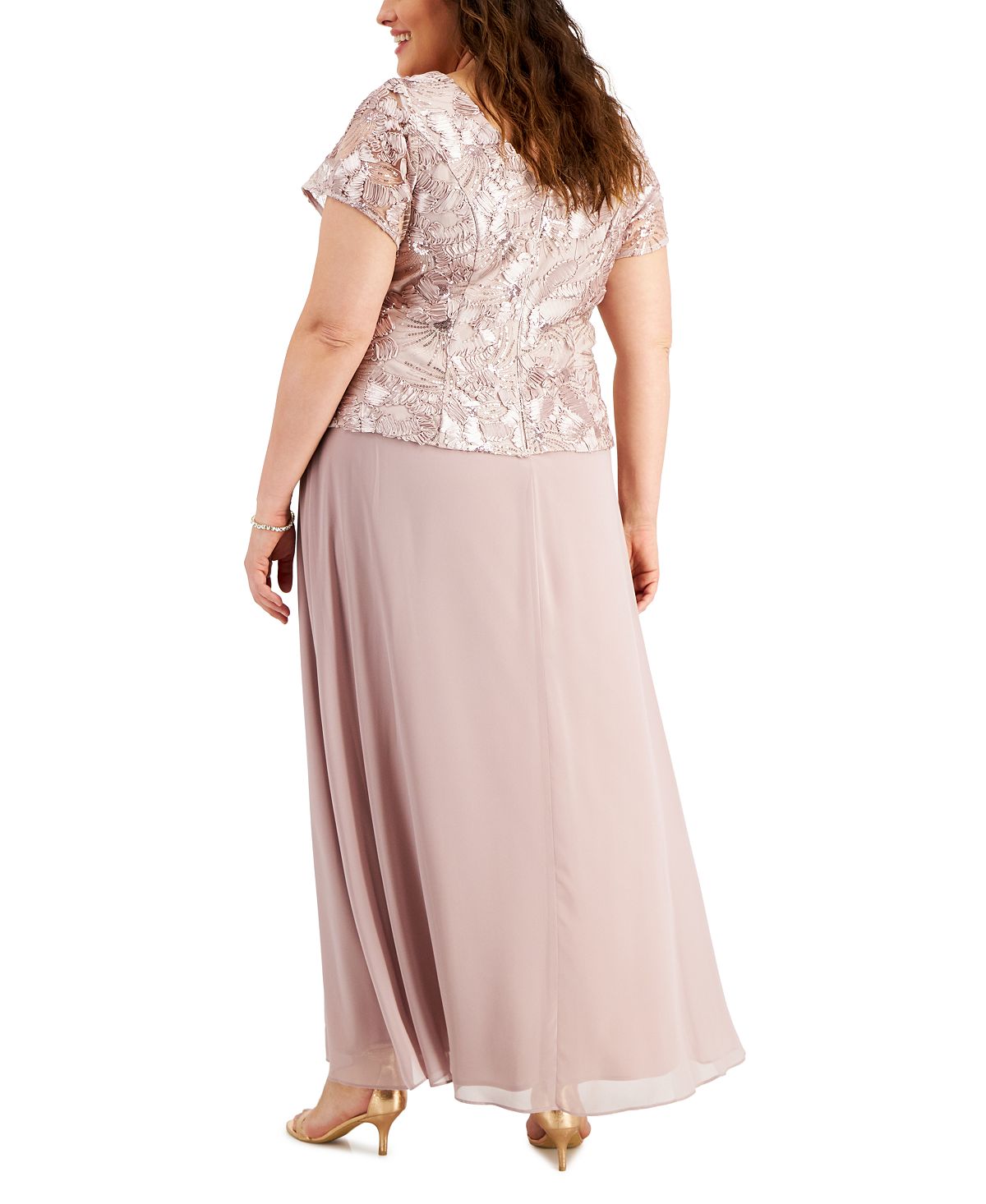 Alex Evenings Women's Mixed Media Gown Pink Size 20W