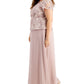 Alex Evenings Women's Mixed Media Gown Pink Size 20W