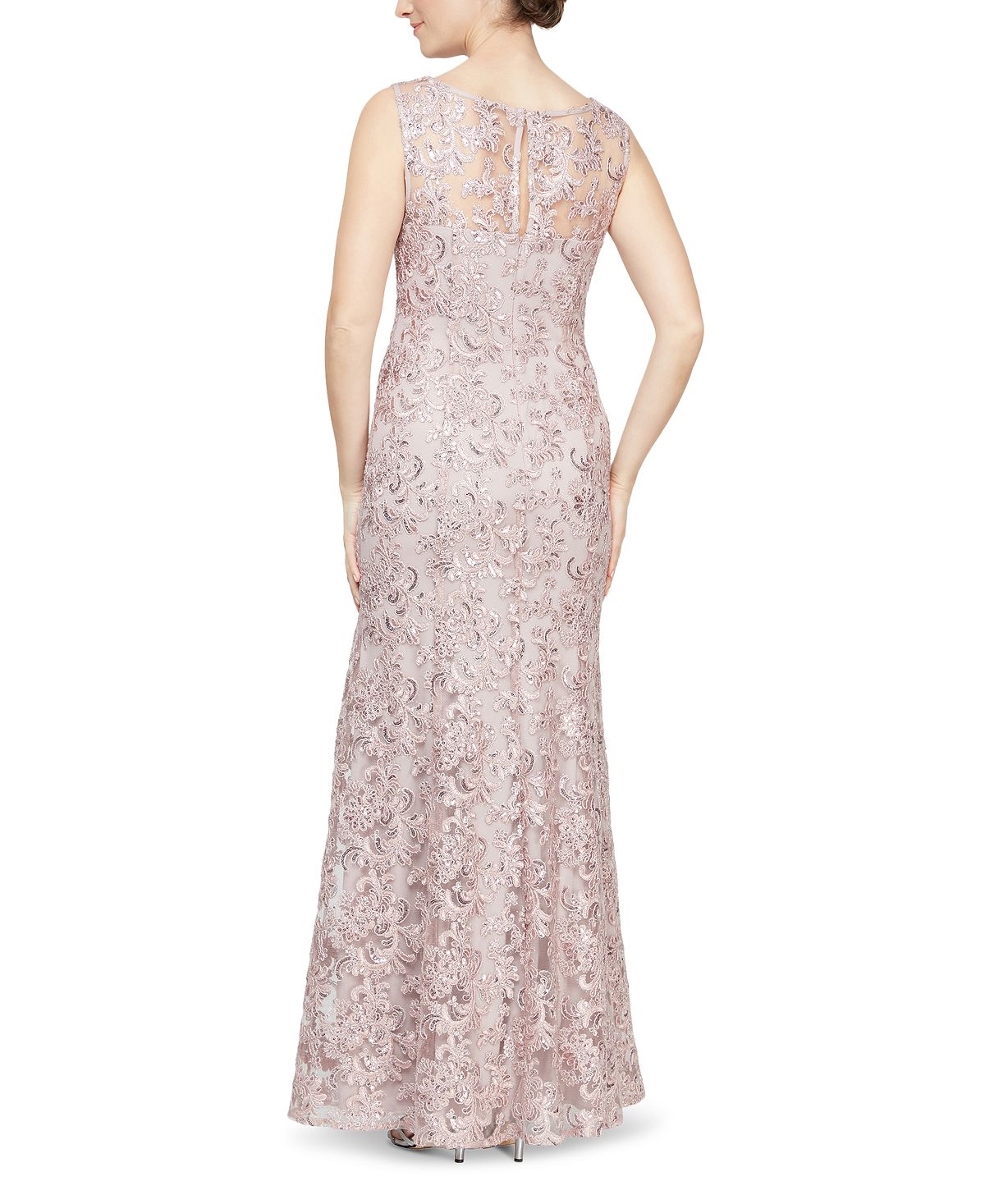 Alex Evenings Women's Embroidered Gown & Shawl Set Pink Size 6Petite