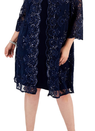 Alex Evenings Women's Dress & Embellished Jacket Blue Size 16W