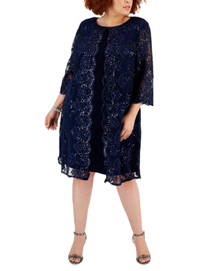 Alex Evenings Women's Dress & Embellished Jacket Blue Size 16W