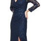 Alex & Eve Women's Ruched Waist Sequin Dress Blue Size 10