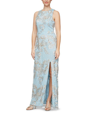 Alex & Eve Women's Womens Sequined Formal Evening Dress Blue Size 12