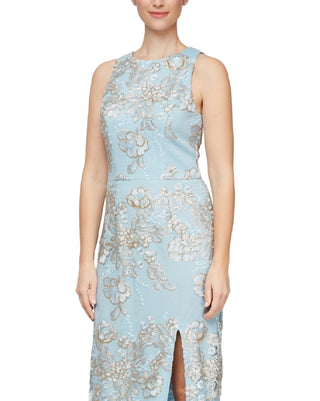 Alex & Eve Women's Womens Sequined Formal Evening Dress Blue Size 12