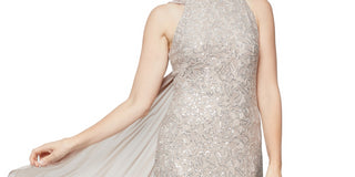 Alex Evenings Women's Sequin & Lace Drape Back Gown Beige Size 2