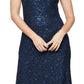 Alex & Eve Women's Sequin & Lace Drape Back Gown Blue Size 12