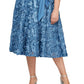 Alex Evenings Women's Tea Length Jersey & Rosette Lace Dress Blue Size 16W
