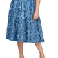 Alex Evenings Women's Tea Length Jersey & Rosette Lace Dress Blue Size 22W