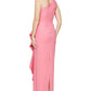Alex & Eve Women's One Shoulder Ruffle Gown Pink Size 16