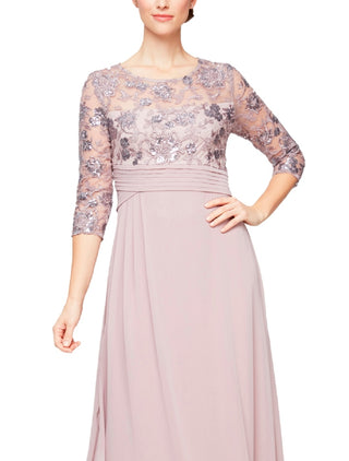 Alex Evenings Women's Embroidered Sequin A-Line Gown Purple Size 6Petite