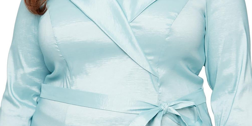 Alex Evenings Women's Shimmer V Neck Blouse Blue Size 1X