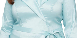 Alex Evenings Women's Shimmer V Neck Blouse Blue Size 1X