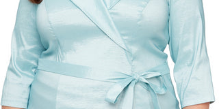 Alex Evenings Women's Shimmer V Neck Blouse Blue Size 1X