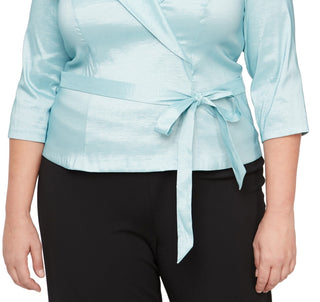 Alex Evenings Women's Portrait Collar Blouse Green Size 2X