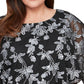 Alex Evenings Women's Floral Burnout Blouse Black Size 1X