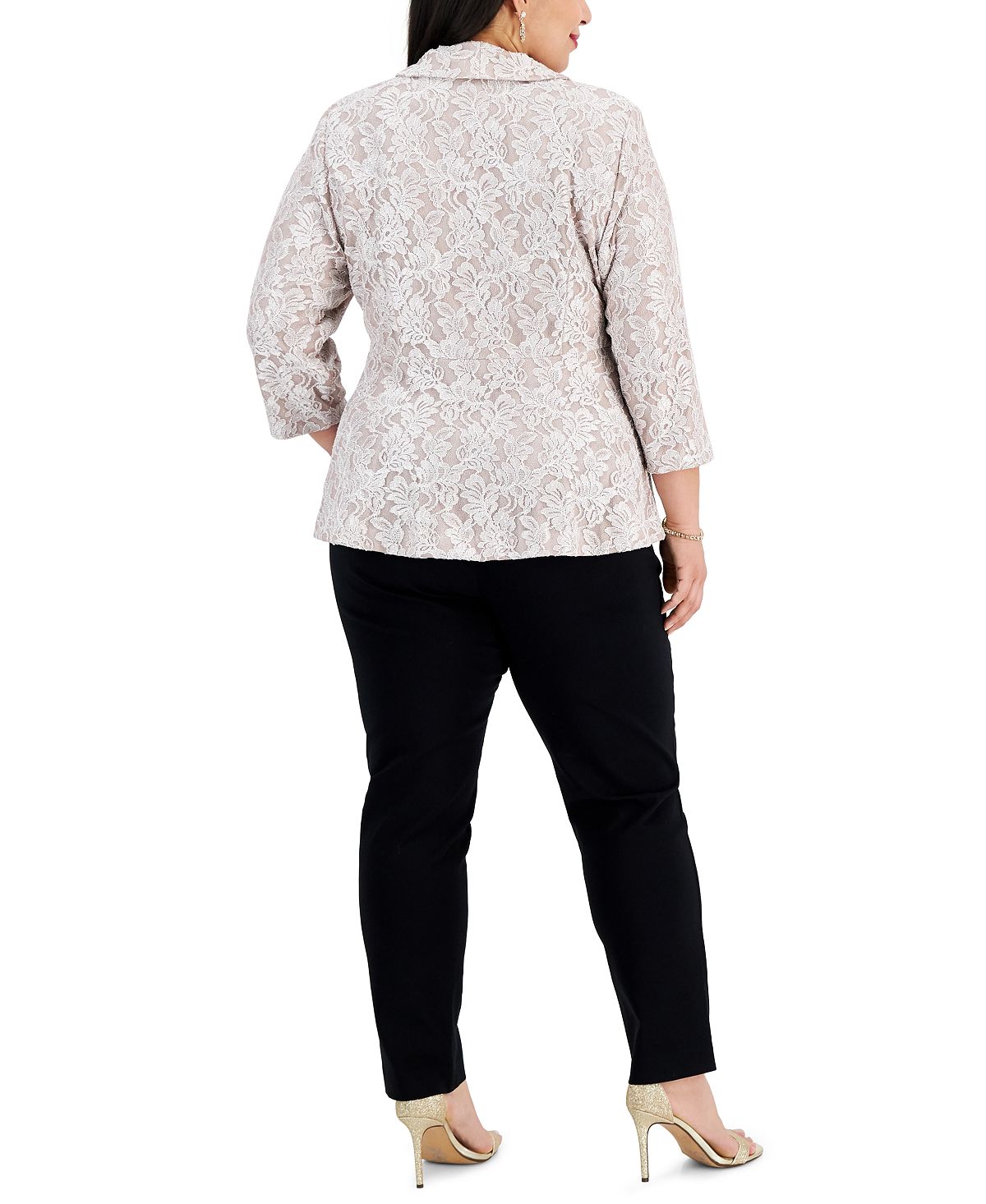 Alex Evenings Women's Glitter Lace Wrap Blouse White Size 1X