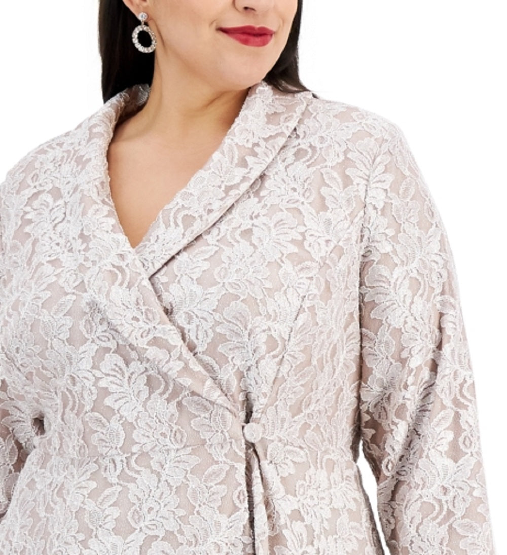 Alex Evenings Women's Glitter Lace Wrap Blouse White Size 2X