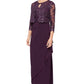 Alex Evenings Women's Embroidered Empire Gown With Jacket Purple Size 16