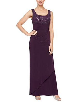 Alex Evenings Women's Embroidered Empire Gown With Jacket Purple Size 16
