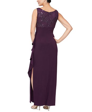 Alex Evenings Women's Embroidered Empire Gown With Jacket Purple Size 16