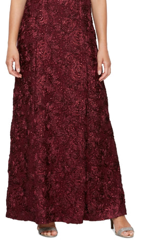 Alex Evenings Women's Rosette Lace A Line Gown Purple Size 16 Petite