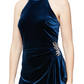 Alex Evenings Women's Velvet Beaded Trim Ruffled Gown Blue Size Medium