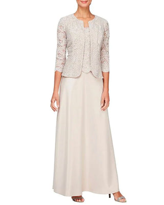 Alex Evenings Women's Embroidered Lace Mock Two Piece Gown With Jacket Yellow Size 20