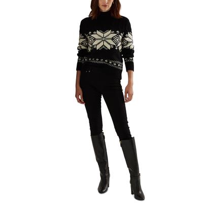 Ralph Lauren Women's Superb Long Sleeve Funnel Knit Black Size Medium