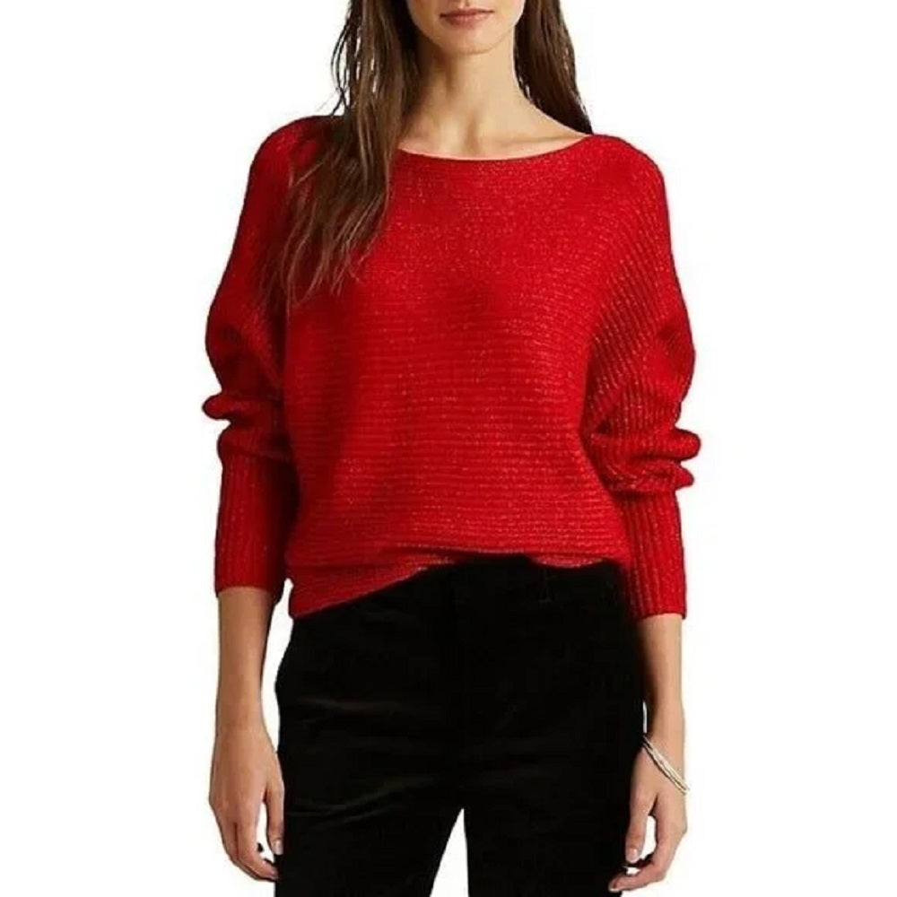 Ralph Lauren Women's Dolman Sleeve Boatneck Sweater Red Size Large