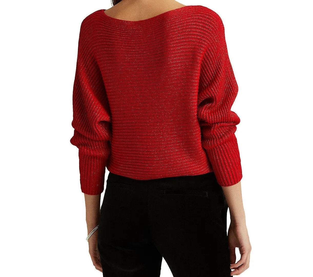 Ralph Lauren Women's Dolman Sleeve Boatneck Sweater Red Size Large