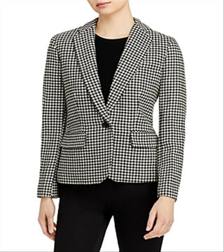 Ralph Lauren Women's Houndstooth Slim Fit Blazer Black Size 14