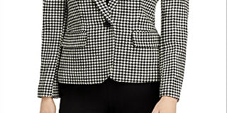Ralph Lauren Women's Houndstooth Slim Fit Blazer Black Size 14