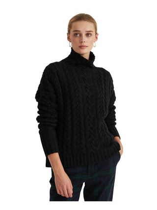 Ralph Lauren Women's Long Sleeve Turtle Neck Sweater Black Size X-Large