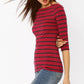 Ralph Lauren Women's Striped Stretch Cotton Top Red Size Large