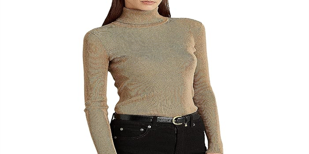 Ralph Lauren Women's Ribbed Turtleneck Sweater Yellow Size Petite Small