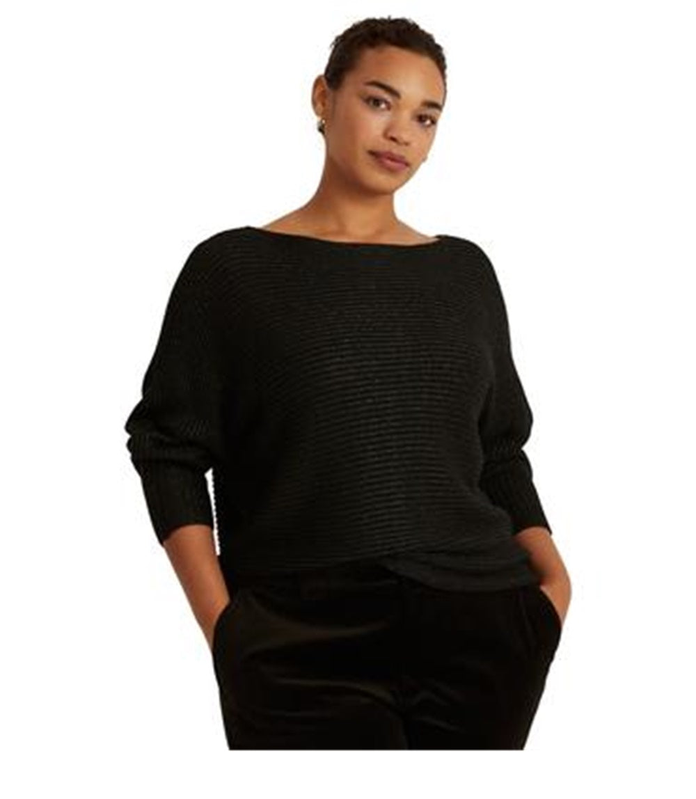 Ralph Lauren Women's Dolman Sleeve Boatneck Sweater Black Size 1X