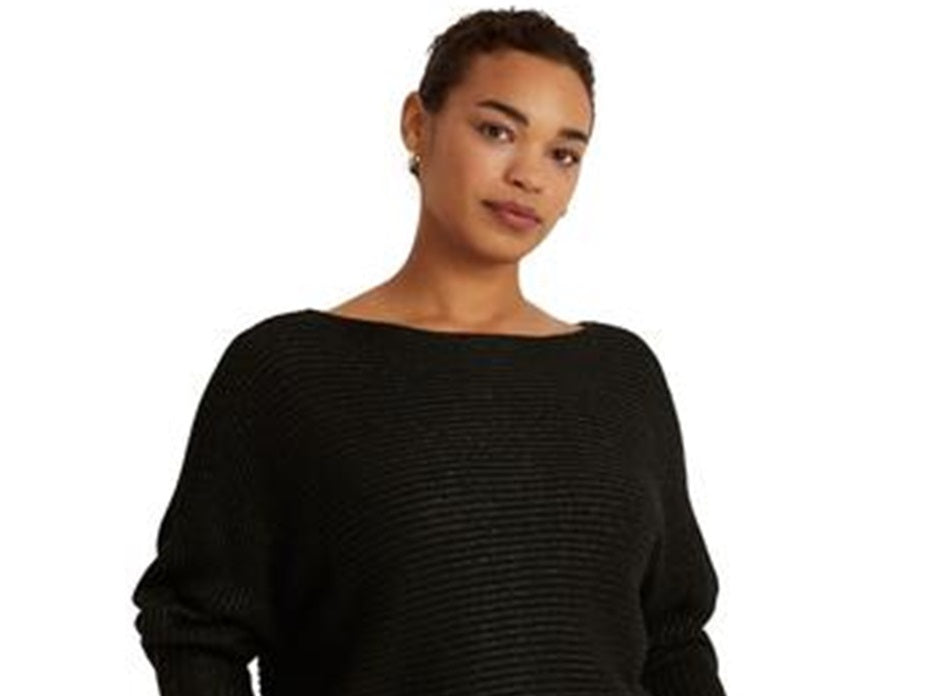 Ralph Lauren Women's Dolman Sleeve Boatneck Sweater Black Size 1X