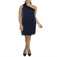 Ralph Lauren Women's One Shoulder Mini Cocktail and Party Dress Blue Size 14