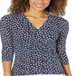 Ralph Lauren Women's Floral Wrap Style Jersey Top Blue Size X-Large