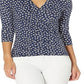 Ralph Lauren Women's Floral Wrap Style Jersey Top Blue Size X-Large