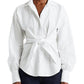 Ralph Lauren Women's Tie Front Cotton Broadcloth Shirt White Size X-Large