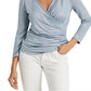 Ralph Lauren Women's Metallic Wrap Top Blue Size X Large