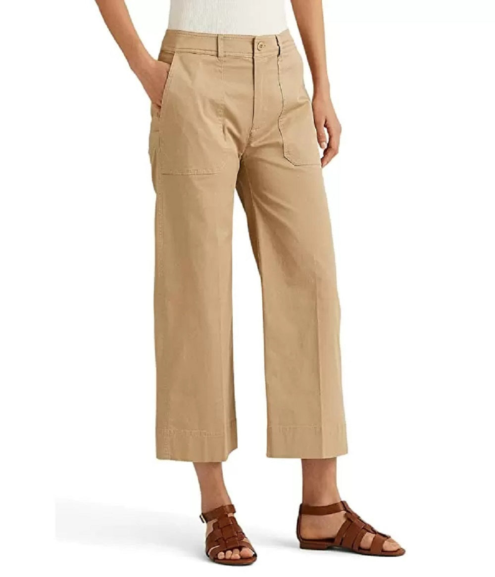Ralph Lauren Women's Cotton Twill Wide Leg Pants Brown Size 8