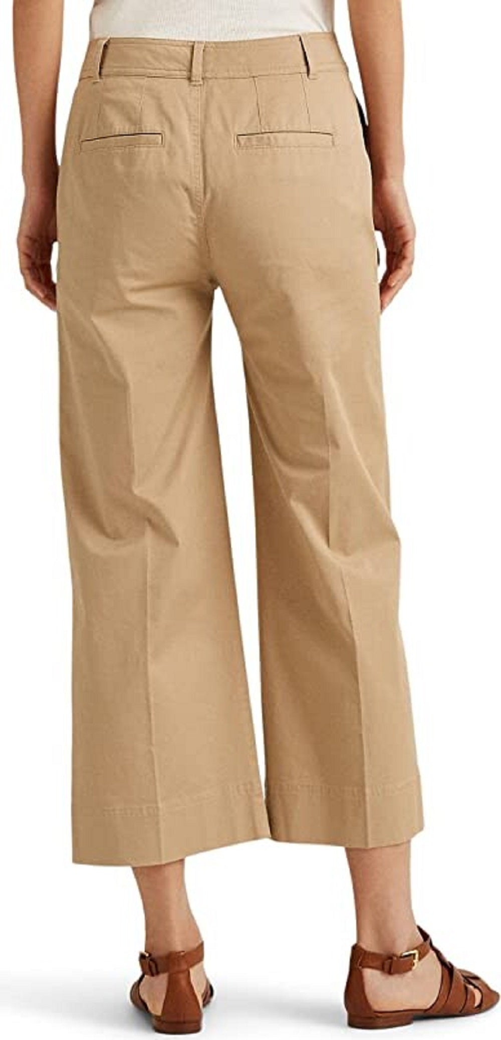 Ralph Lauren Women's Cotton Twill Wide Leg Pants Brown Size 8