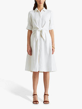 Ralph Lauren Women's Tie Front Shirtdress White Size 4